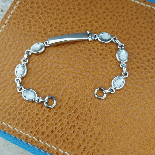 Vintage 1950s Ladies Kestenmade White Gold-Filled & Gray Shell Cameo Watch Band