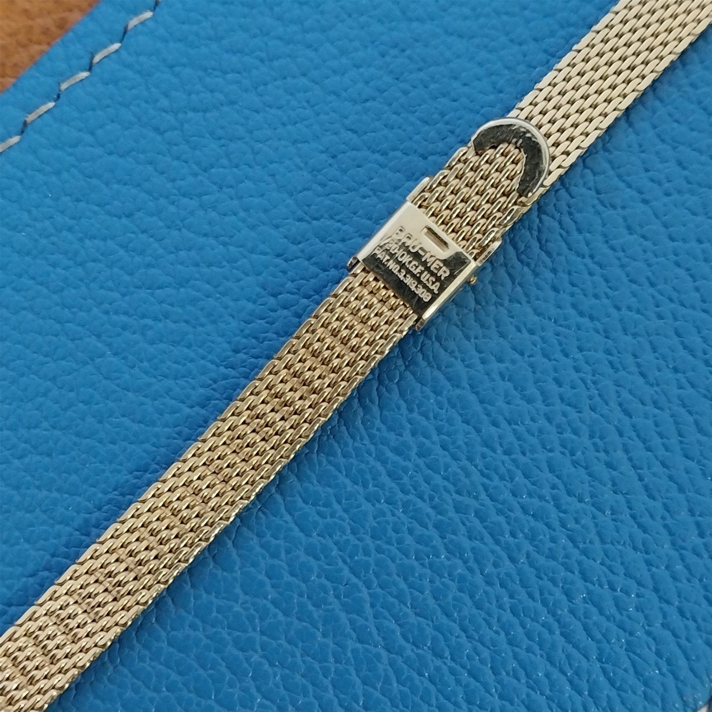 Vintage Ladies 10k Yellow Gold-Filled Mesh Bru-Mer Unused 1960s Watch Band