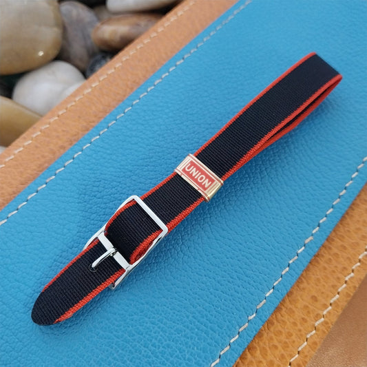 Vintage 12mm Union Perlon Ladies 1960s Single Pass Red & Dark Blue Watch Band