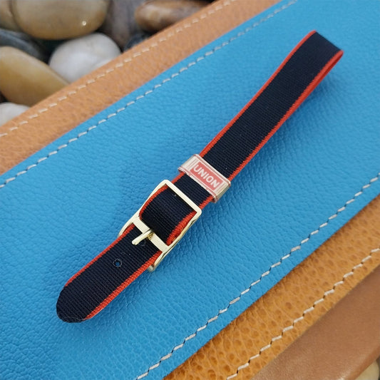 Vintage 12mm Union Perlon Ladies 1960s Single Pass Red & Dark Blue Watch Band