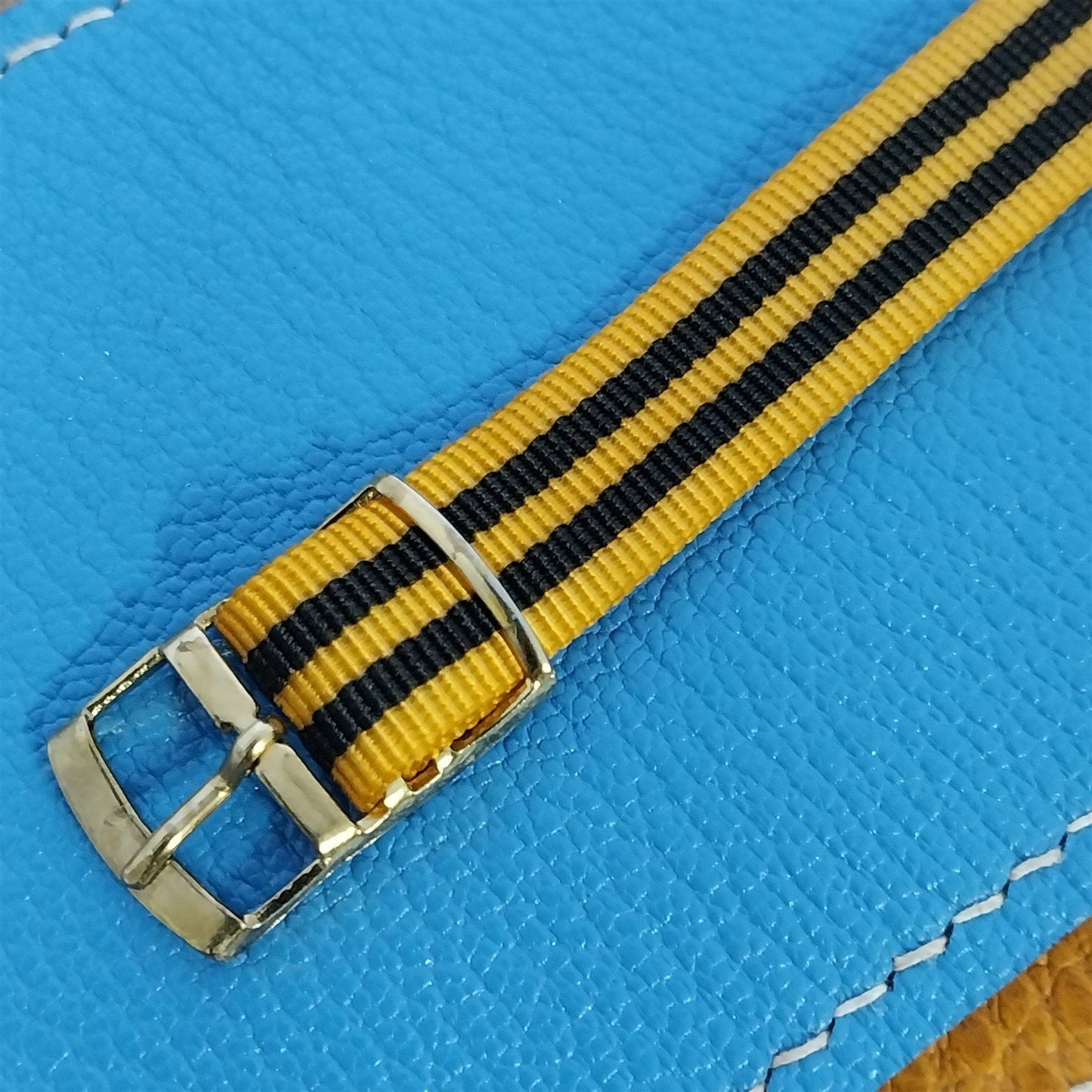 Vintage 12mm Italian Perlon Ladies 1960s Single Pass Orange & Black Watch Band