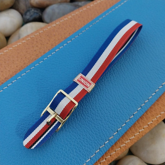 Vintage 12mm Union Perlon Ladies 1960s Single Pass Red White & Blue Watch Band