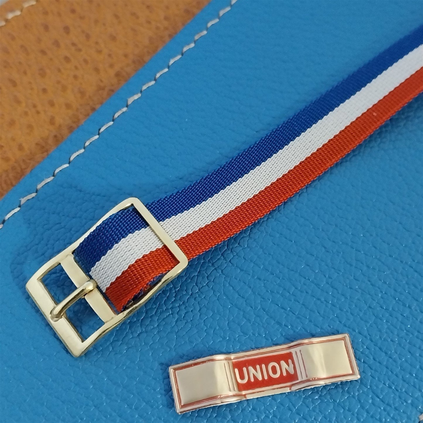 Vintage 12mm Union Perlon Ladies 1960s Single Pass Red White & Blue Watch Band