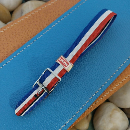 Vintage 12mm Union Perlon Ladies 1960s Single Pass Red White & Blue Watch Band