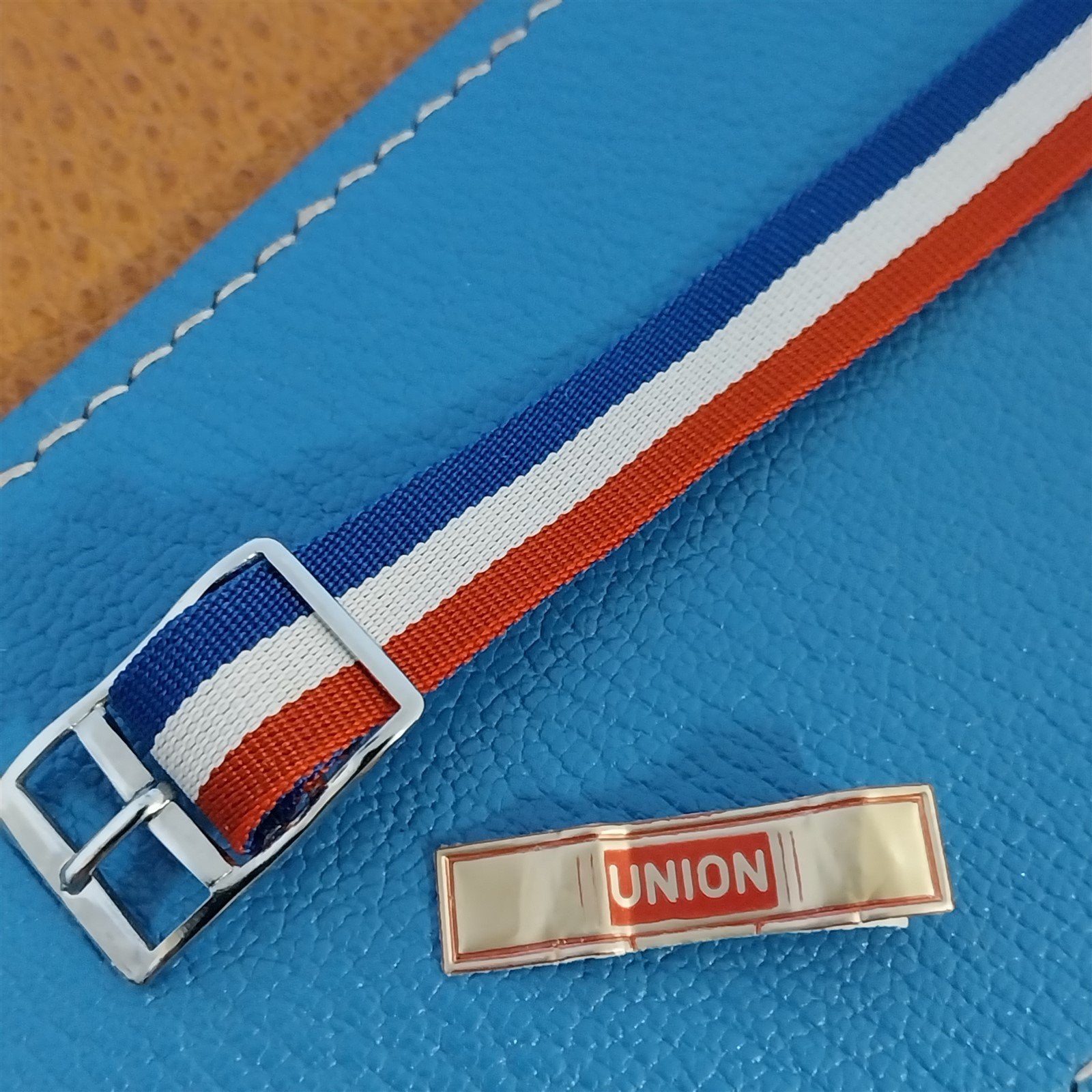 Vintage 12mm Union Perlon Ladies 1960s Single Pass Red White & Blue Watch Band