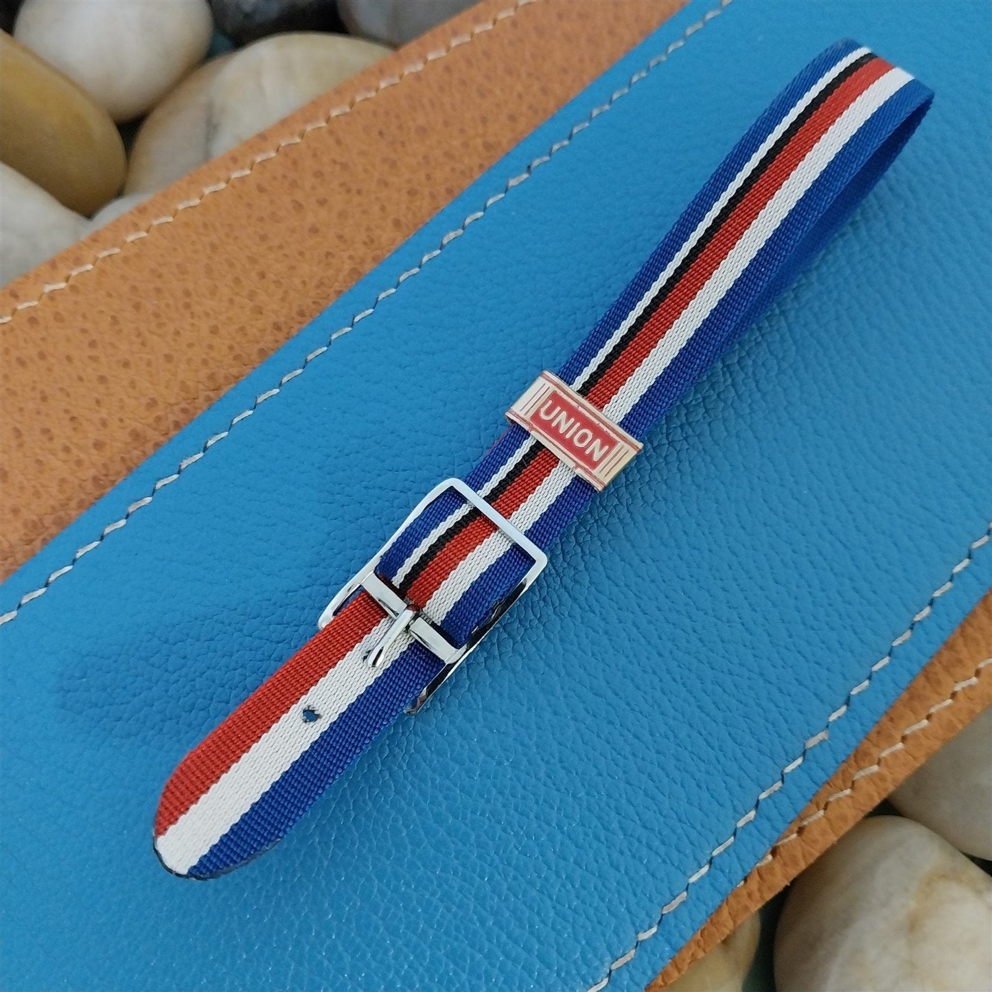 Vintage 12mm Union Perlon Ladies 1960s Single Pass Red White & Blue Watch Band