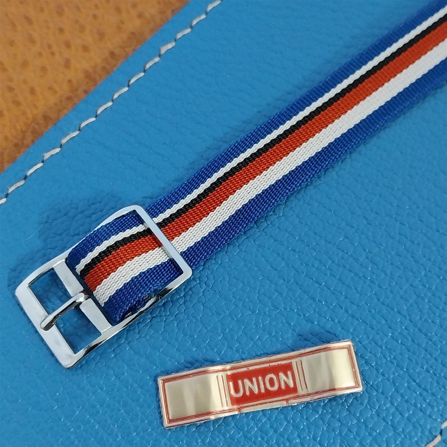 Vintage 12mm Union Perlon Ladies 1960s Single Pass Red White & Blue Watch Band