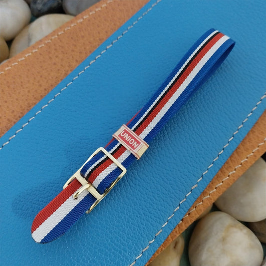 Vintage 12mm Union Perlon Ladies 1960s Single Pass Red White & Blue Watch Band