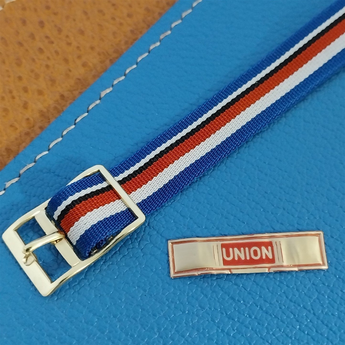 Vintage 12mm Union Perlon Ladies 1960s Single Pass Red White & Blue Watch Band