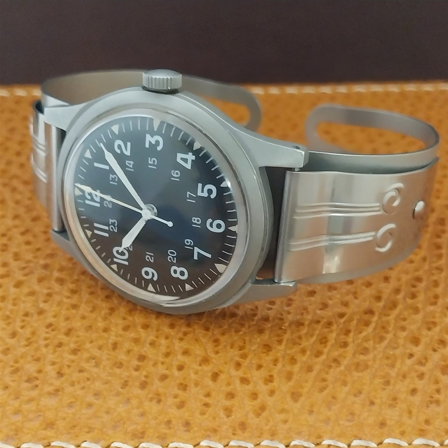 17mm 16mm Don Juan Guardsman Deco Stainless Steel Cuff Large Field Watch Band