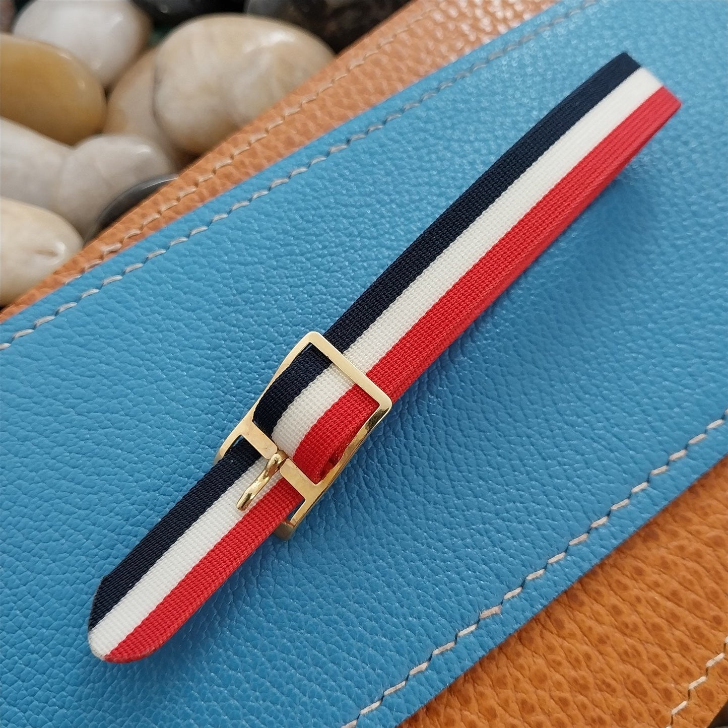 Vintage 12mm Kreisler Perlon Ladies 1960s Single Pass Red White&Blue Watch Band