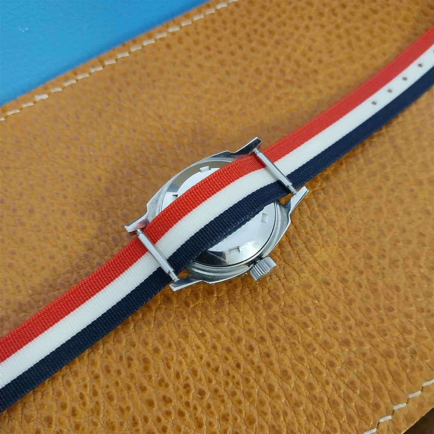 Vintage 12mm Kreisler Perlon Ladies 1960s Single Pass Red White&Blue Watch Band