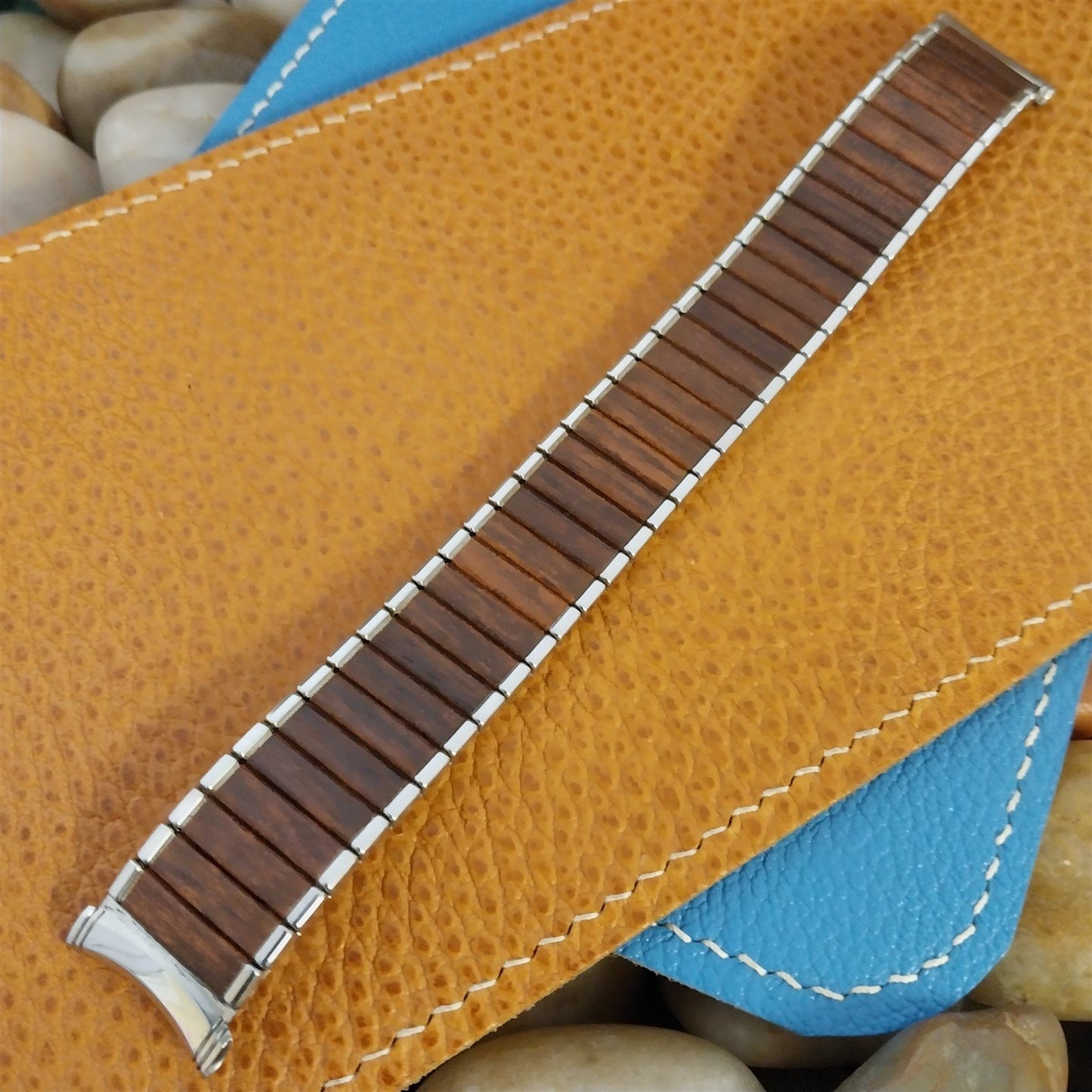 Vintage 19mm 18mm 17mm Kreisler Woodgrain & Stainless Steel Unused Watch Band