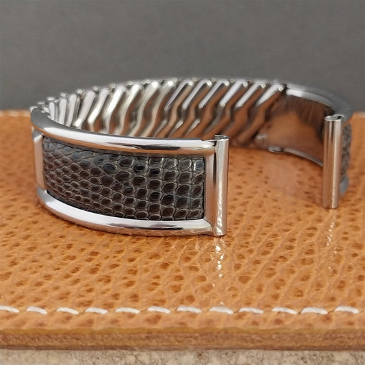 Vintage 5/8" Stainless Steel & Lizard Airflex Unsued Classic 1950s Watch Band