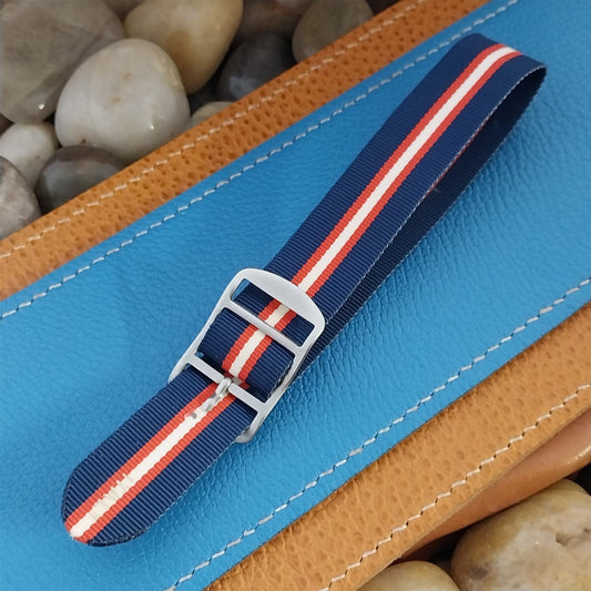 Vintage 18mm Red White & Blue Italian Perlon Single Pass 1960s Classic Watch Band