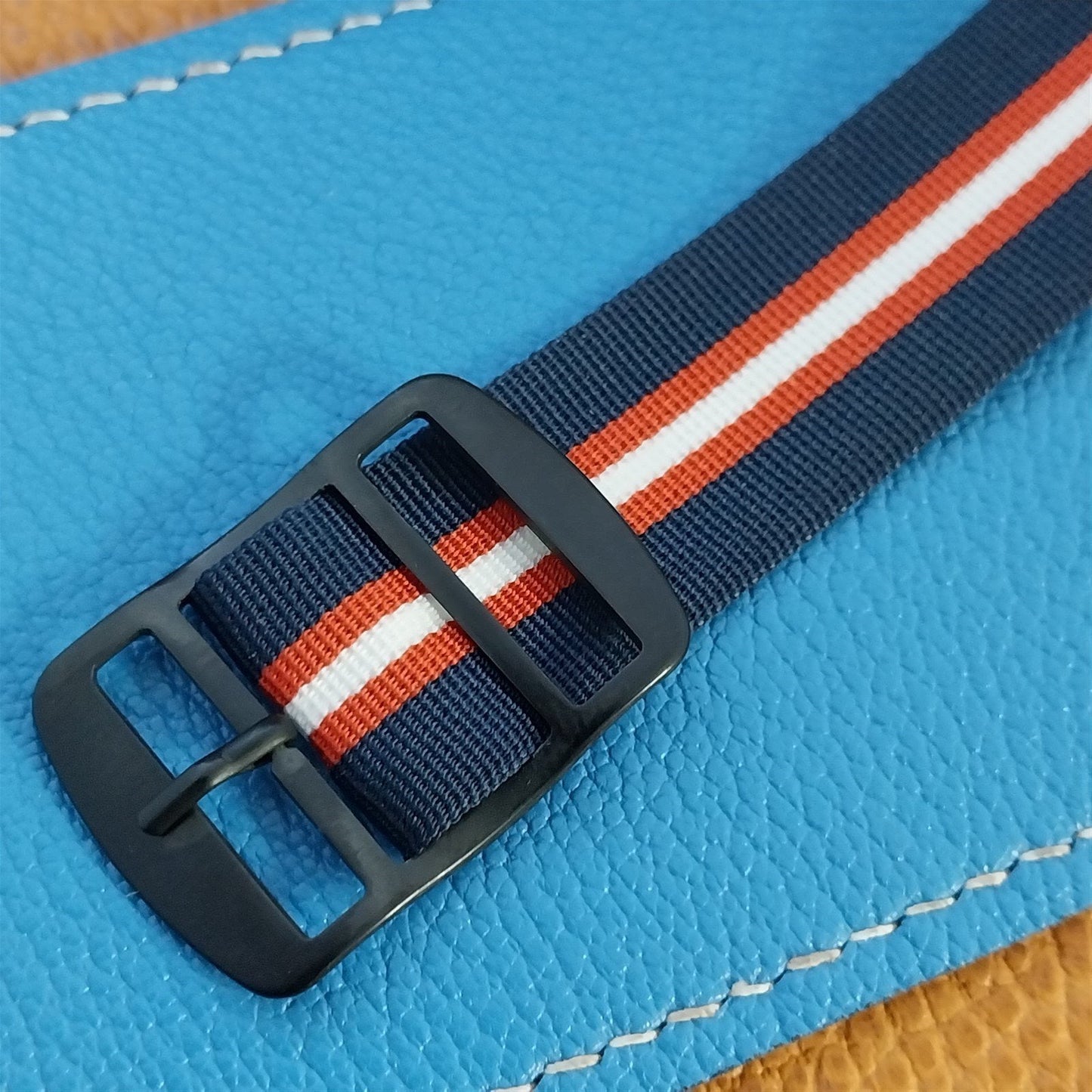 Vintage 20mm Red White Blue Striped Perlon Single Pass 1960s Classic Watch Band