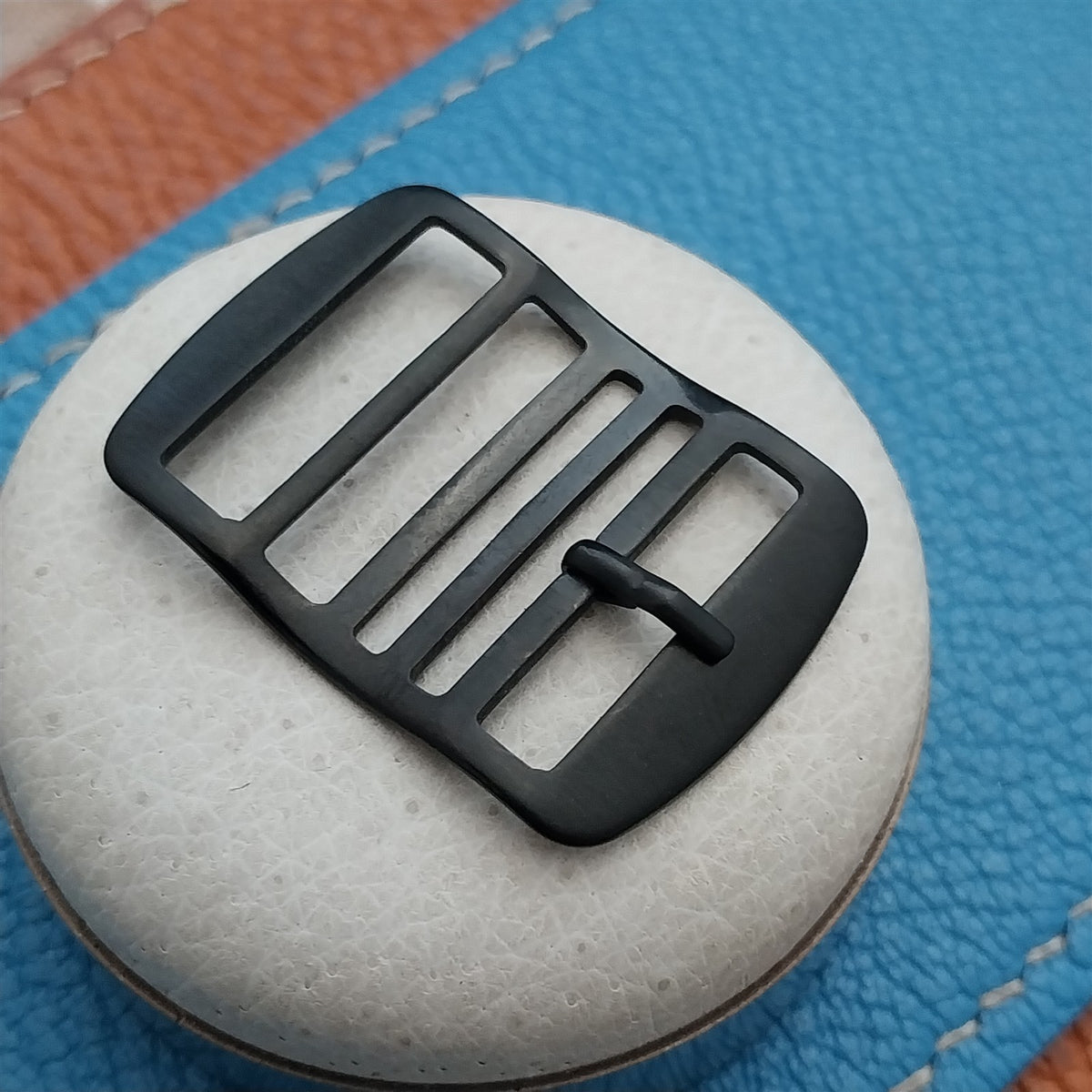 20mm Black Stainless Steel Buckle for Perlon Single Pass Vintage Watch Band