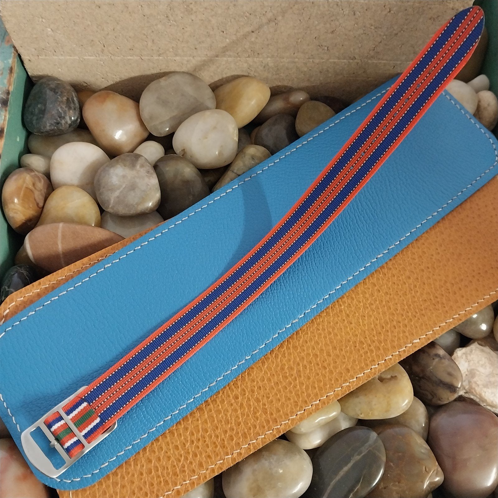 Classic 18mm Single Pass Striped Perlon Reversible NOS 1960s Vintage Watch Band