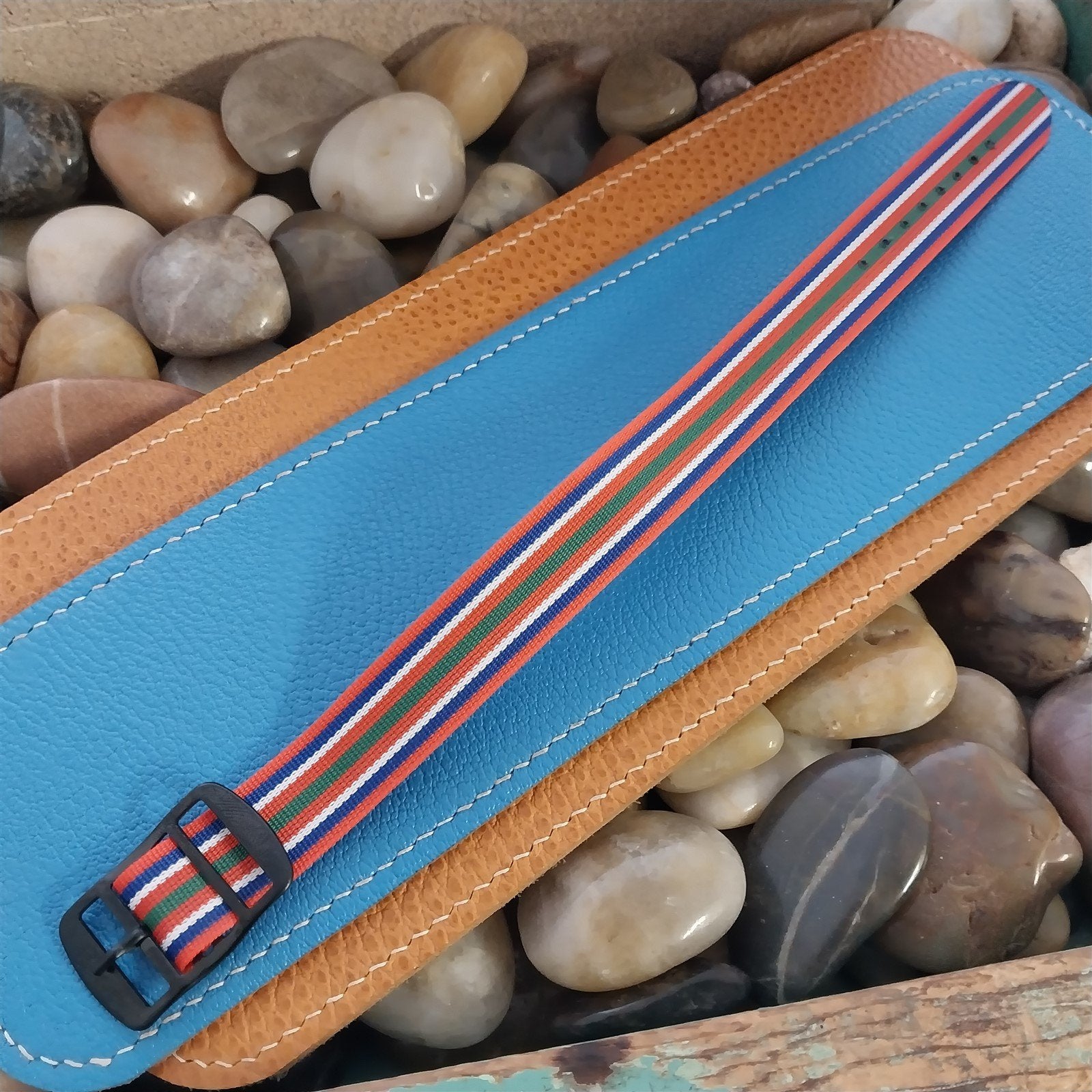 Vintage 18mm Single Pass Striped Perlon Reversible NOS Classic 1960s Watch Band