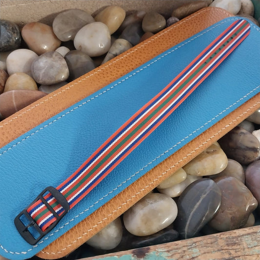 Vintage 18mm Single Pass Striped Perlon Reversible NOS Classic 1960s Watch Band