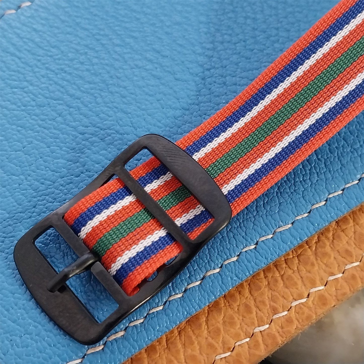 Vintage 18mm Single Pass Striped Perlon Reversible NOS Classic 1960s Watch Band
