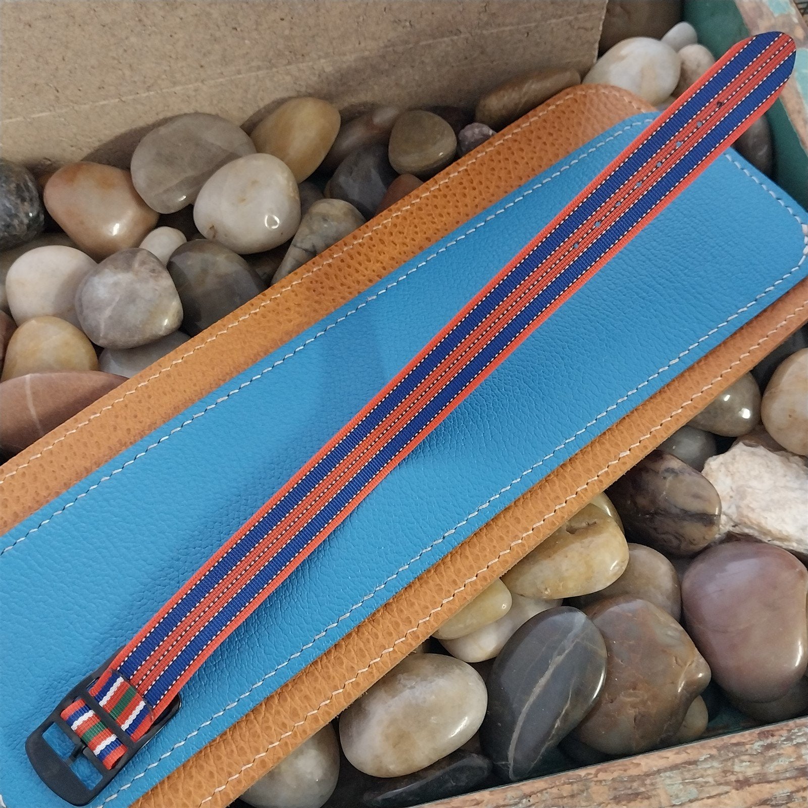 Vintage 18mm Single Pass Striped Perlon Reversible NOS Classic 1960s Watch Band