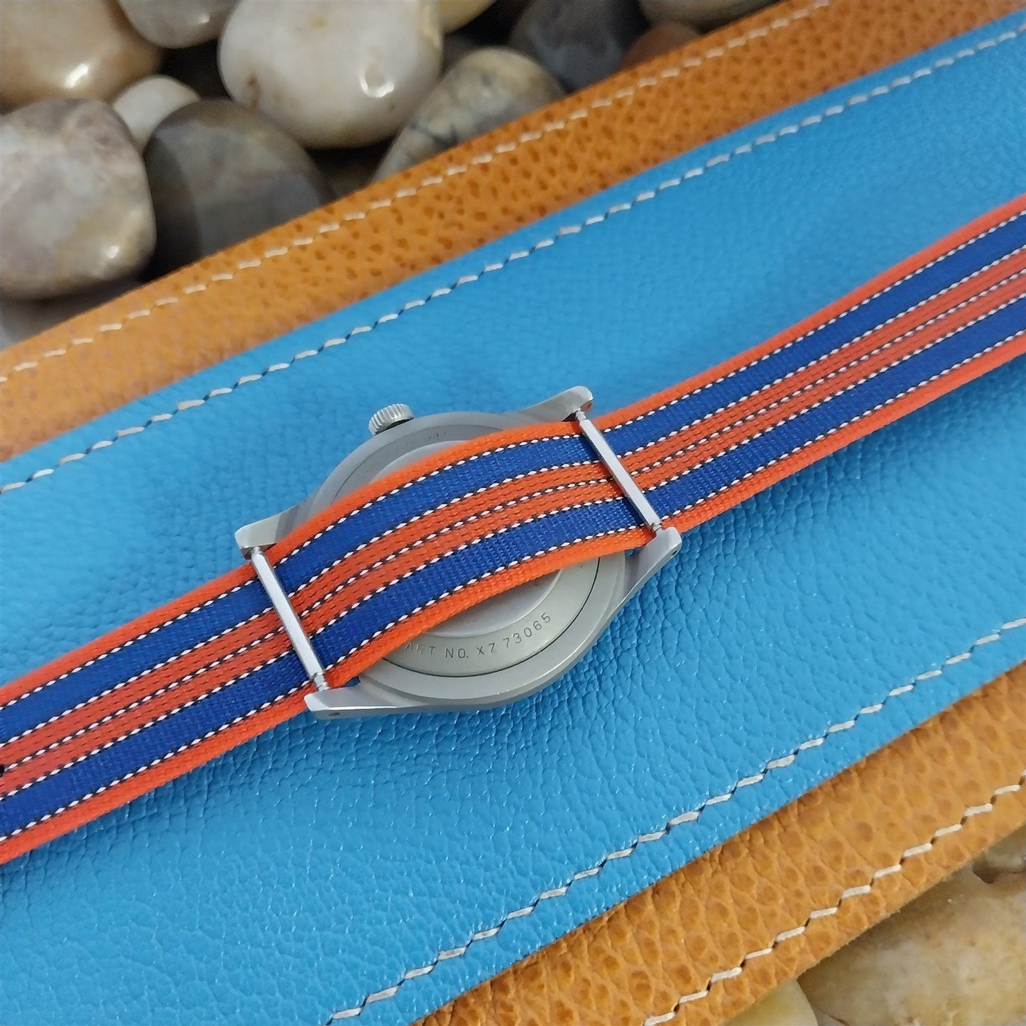 Vintage 18mm Single Pass Striped Perlon Reversible NOS Classic 1960s Watch Band