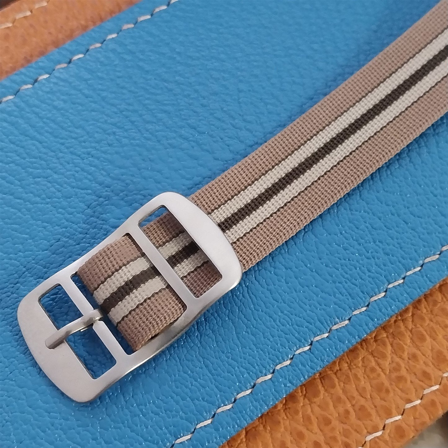 Vintage 16mm Lewa Striped Perlon Classic Single Pass 1960s nos Unused Watch Band