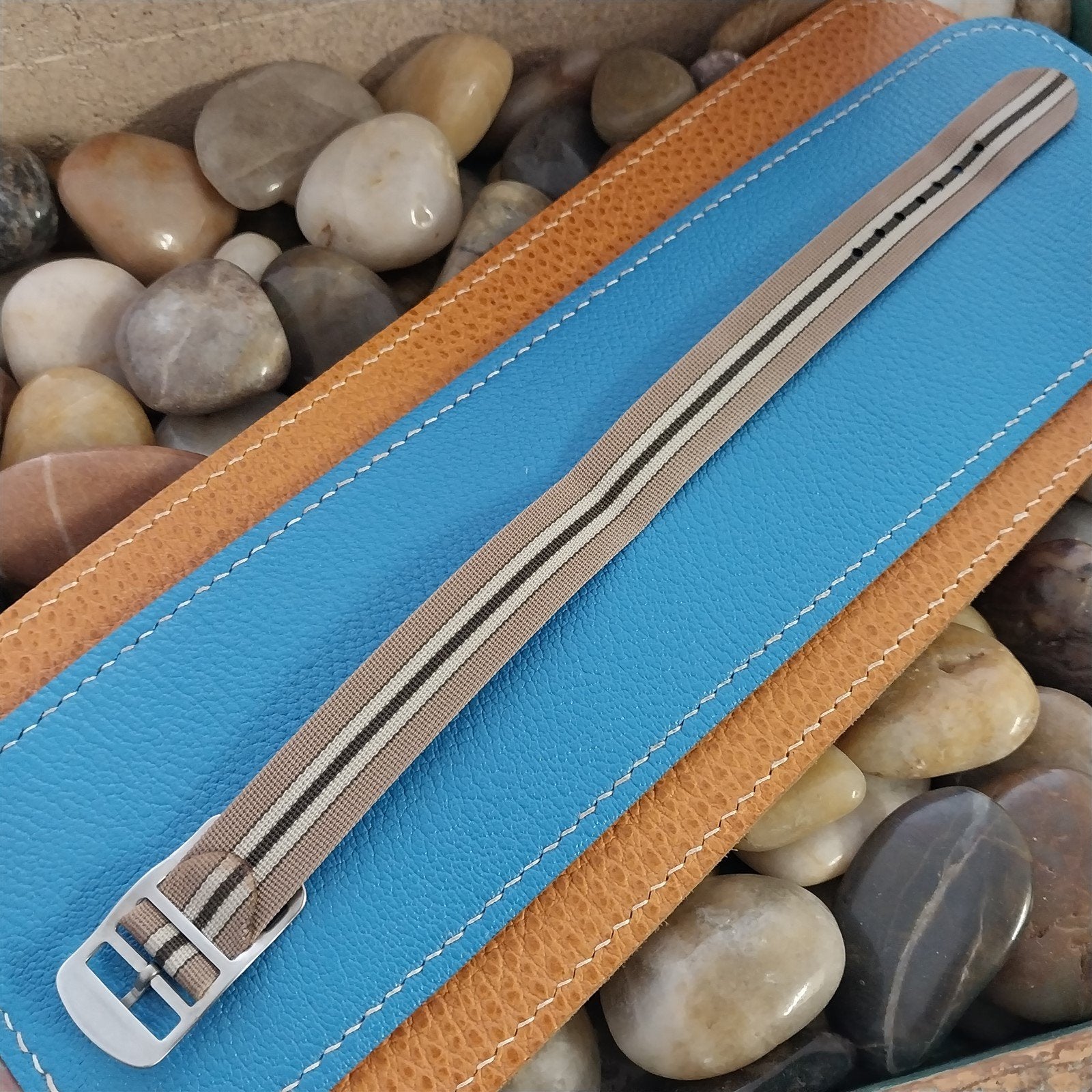 Vintage 16mm Lewa Striped Perlon Classic Single Pass 1960s nos Unused Watch Band