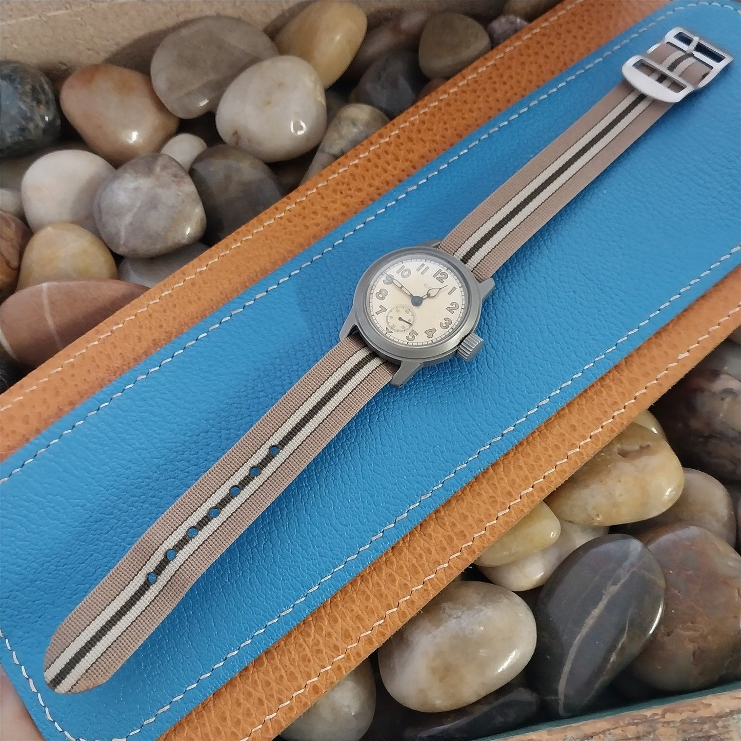 Vintage 16mm Lewa Striped Perlon Classic Single Pass 1960s nos Unused Watch Band