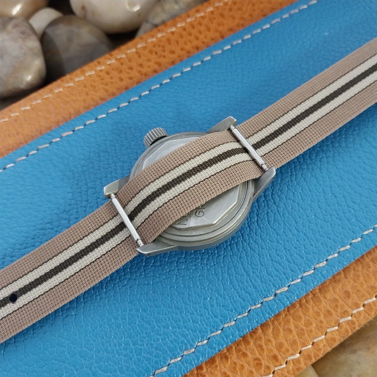 Vintage 16mm Lewa Striped Perlon Classic Single Pass 1960s nos Unused Watch Band