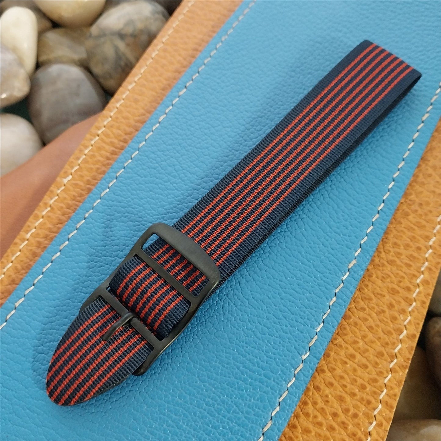 Vintage 20mm Striped Perlon Perulit Classic Single Pass 1960s Unused Watch Band