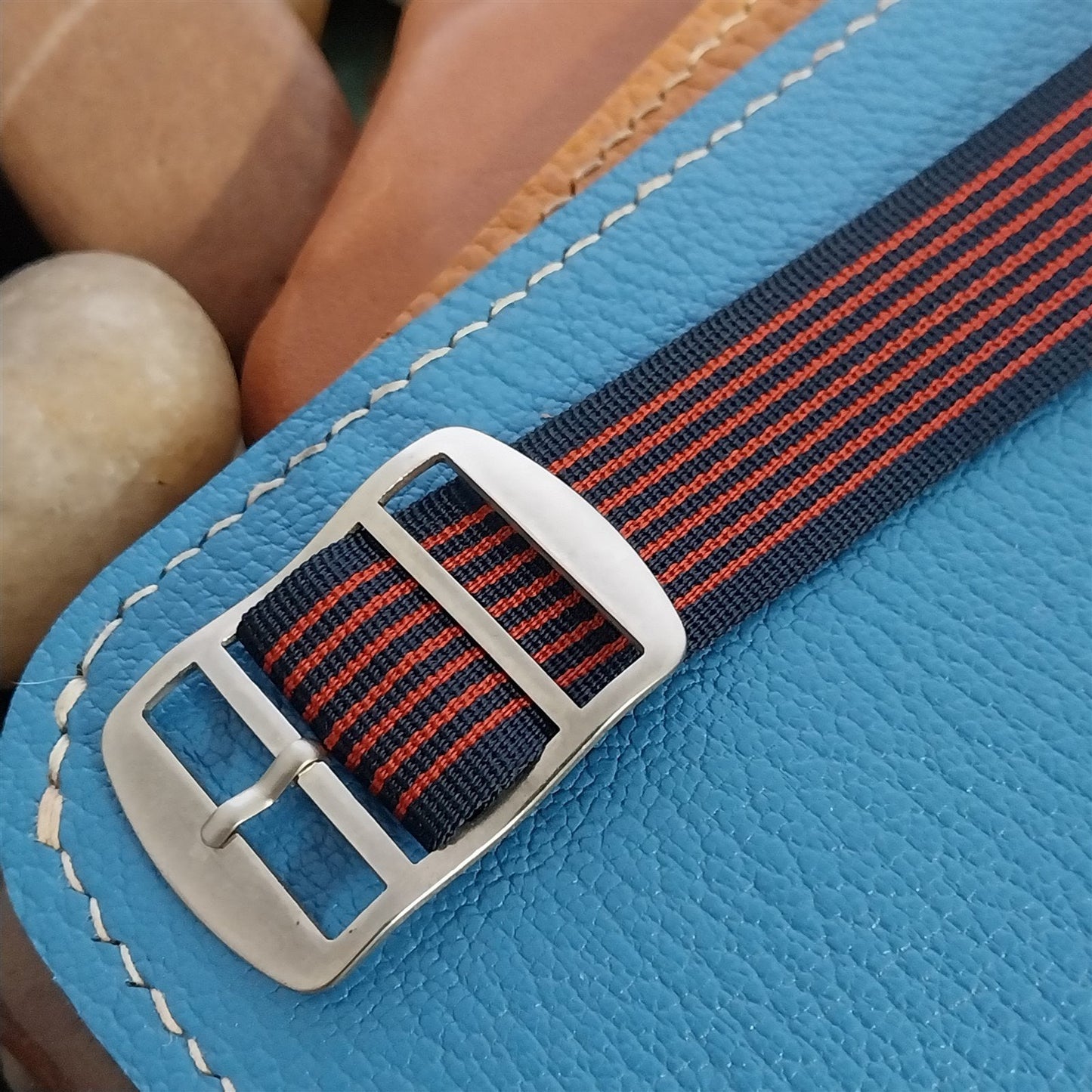 Vintage 20mm Striped Perlon Perulit Classic Single Pass 1960s Unused Watch Band