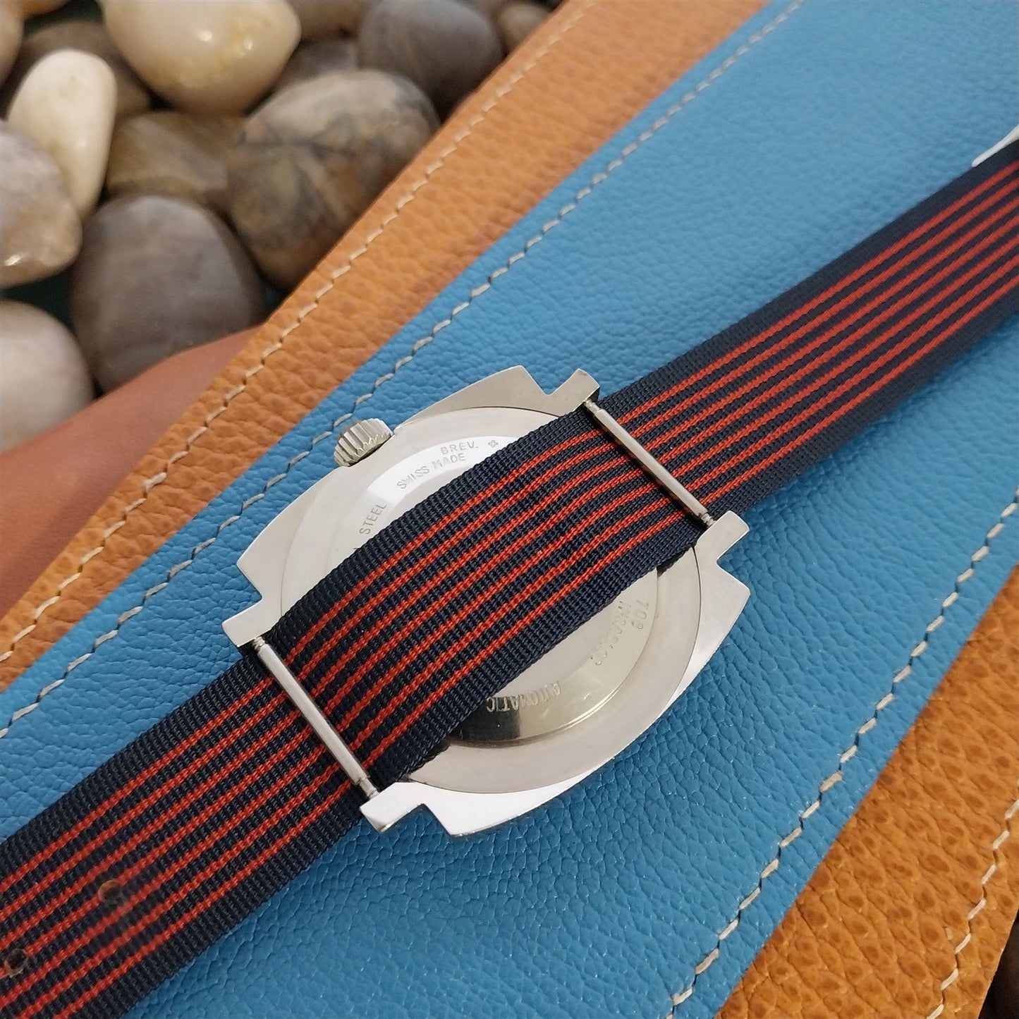 Vintage 20mm Striped Perlon Perulit Classic Single Pass 1960s Unused Watch Band