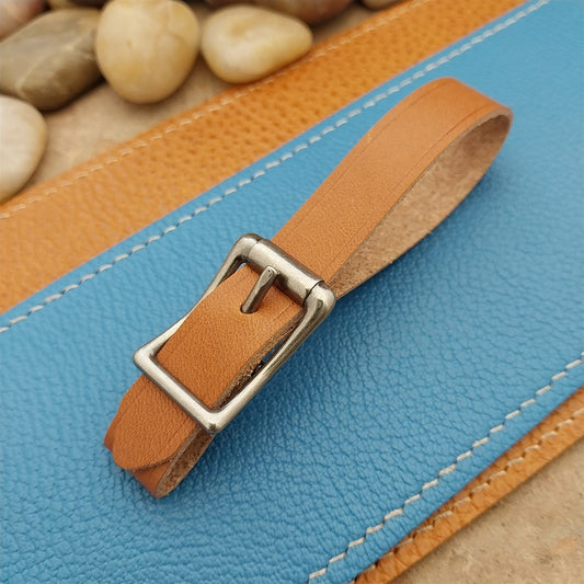 Tan English Bridle Leather Vintage Pocket Watch Fob Strap & Premium Solid Buckle