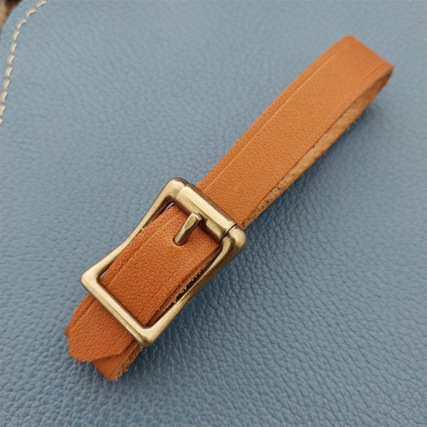 Tan English Bridle Leather Vintage Pocket Watch Fob Strap & Premium Solid Buckle