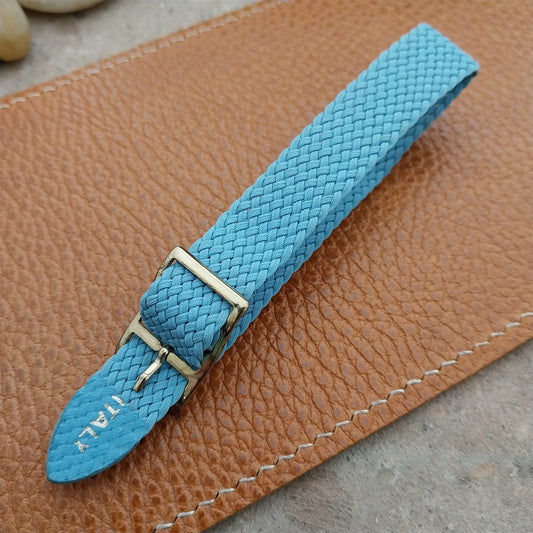 14mm Italian Braided Perlon Ladies Blue Single Pass 1960s Vintage Watch Strap