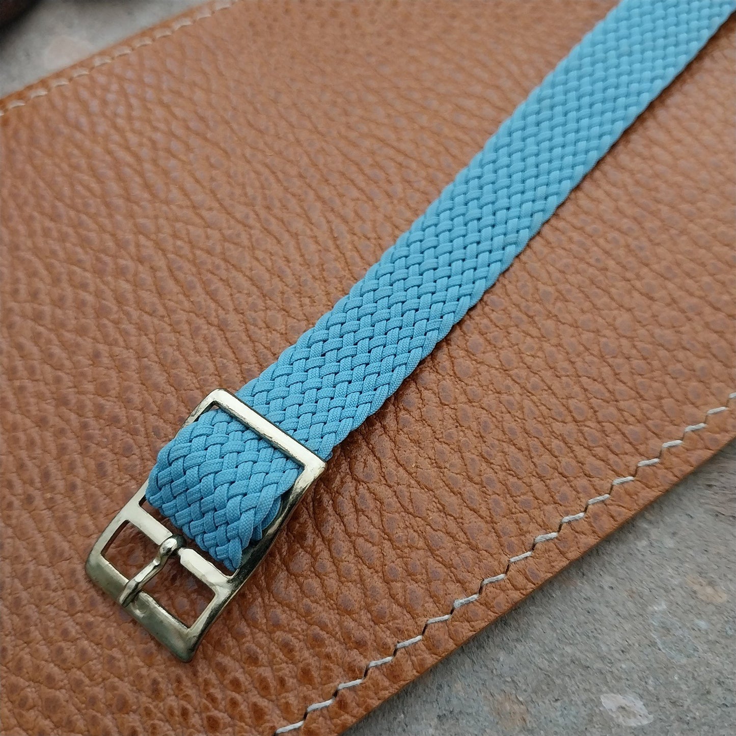 14mm Italian Braided Perlon Ladies Blue Single Pass 1960s Vintage Watch Strap