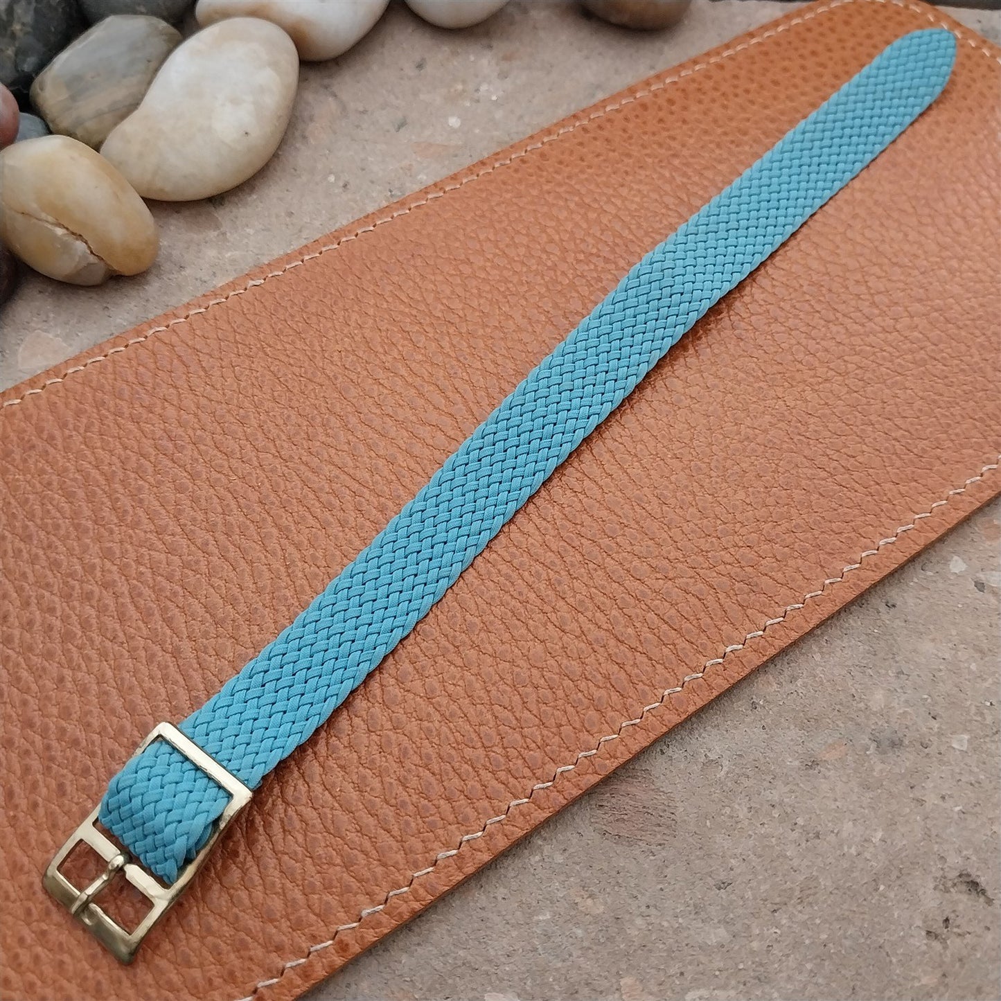 14mm Italian Braided Perlon Ladies Blue Single Pass 1960s Vintage Watch Strap