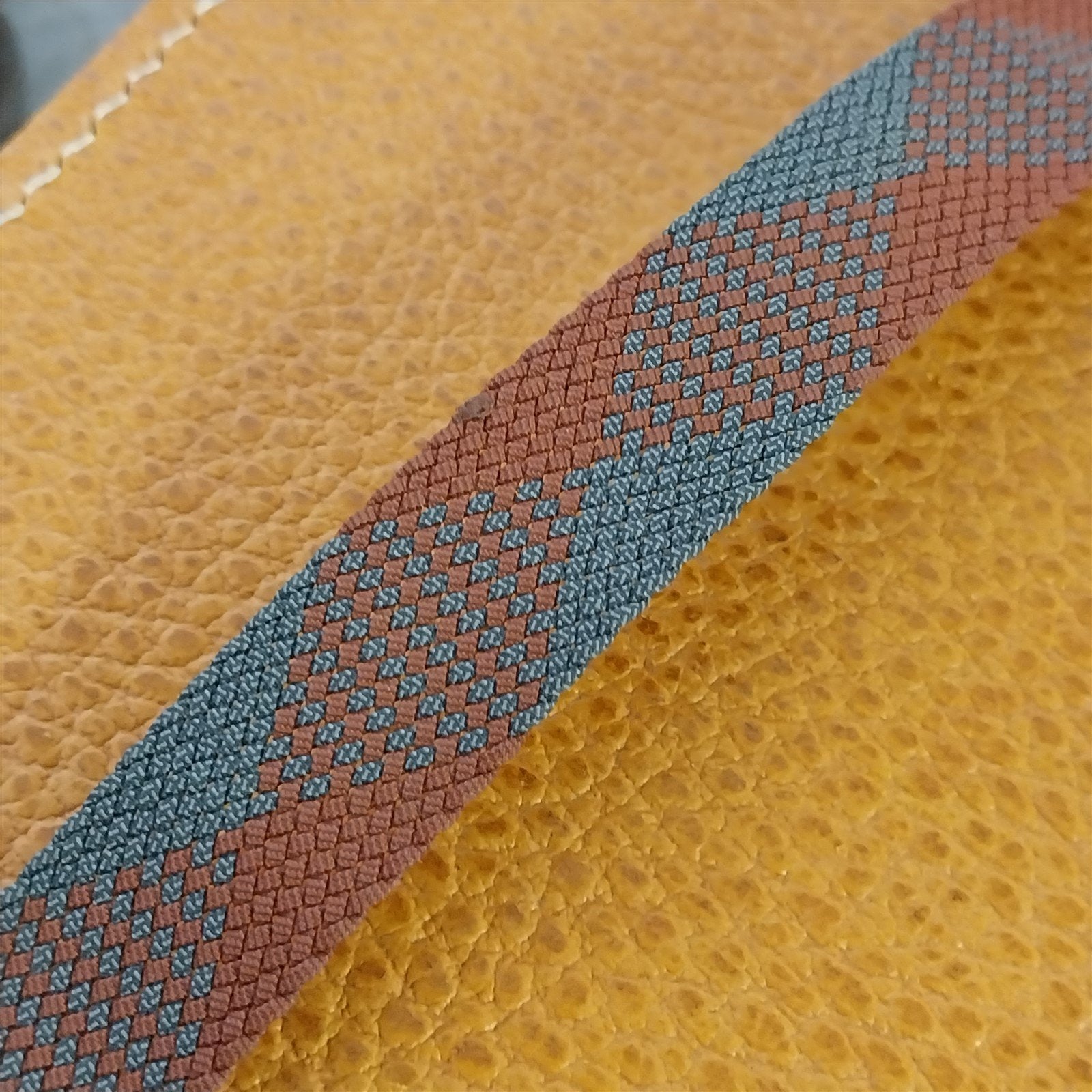 Vintage Eulit Perlon 16mm NOS 1960s Red & Gray Argyle Mesh Watch Band NOS