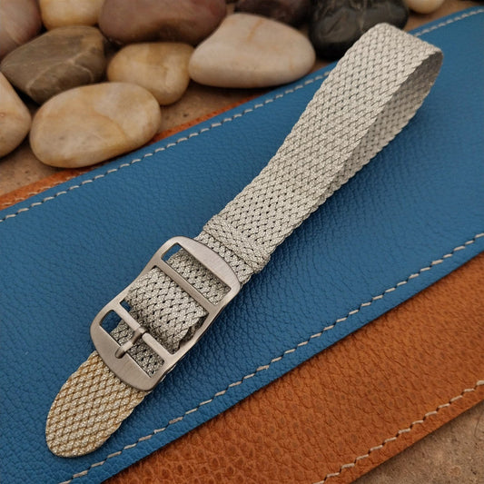 Vintage 18mm Silver Perlon Eulit Panama Classic 1960s Single Pass NOS Watch Band