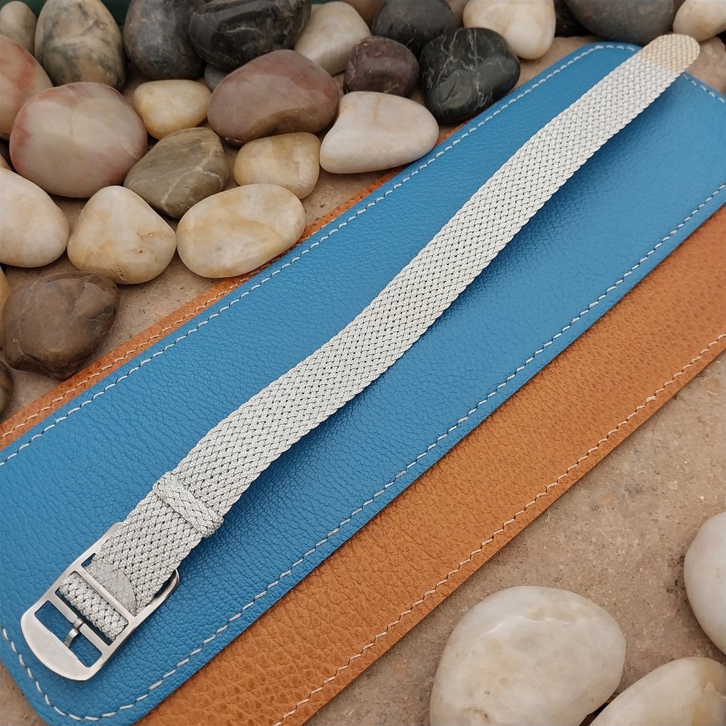 Vintage 18mm Silver Perlon Eulit Panama Classic 1960s Single Pass NOS Watch Band