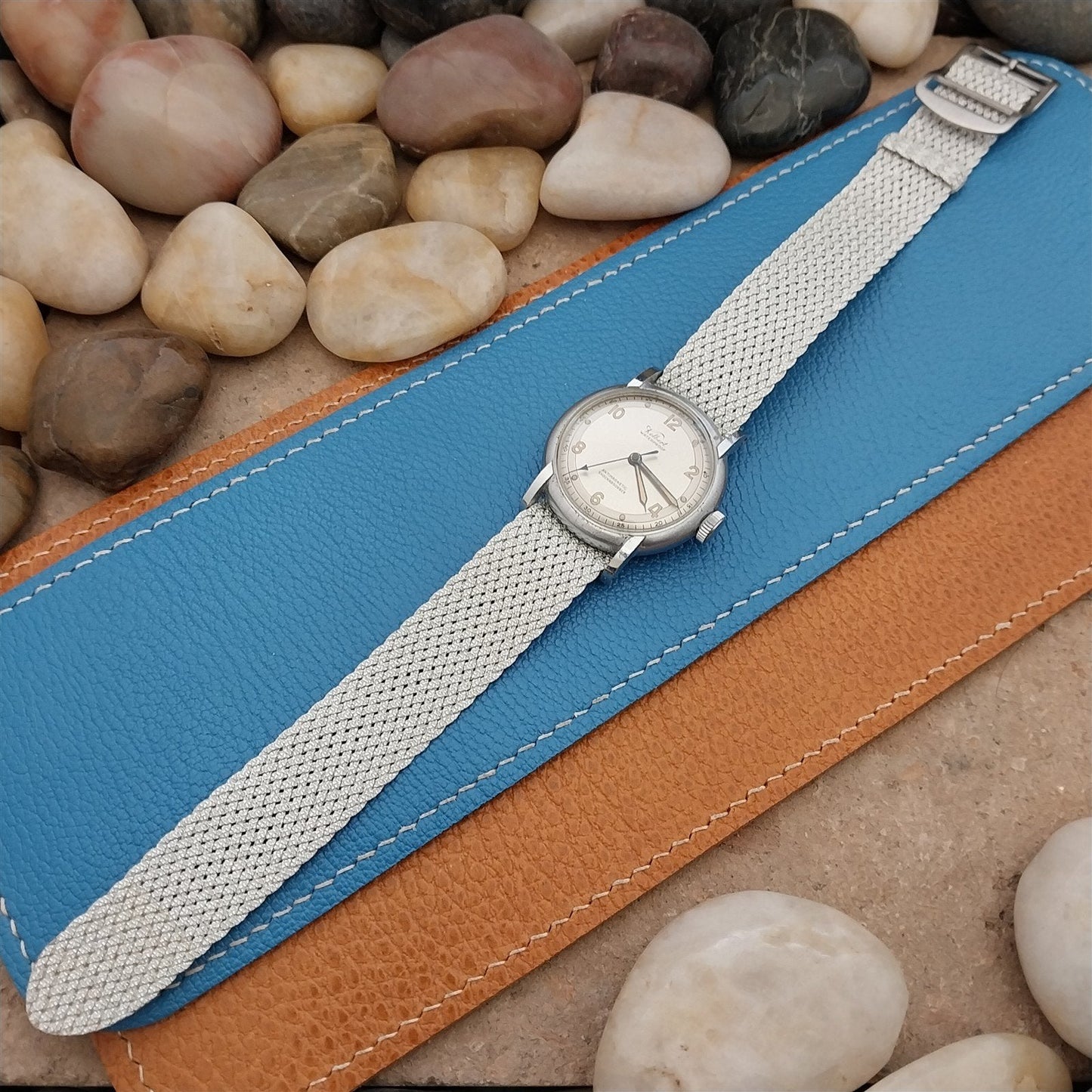 Vintage 18mm Silver Perlon Eulit Panama Classic 1960s Single Pass NOS Watch Band