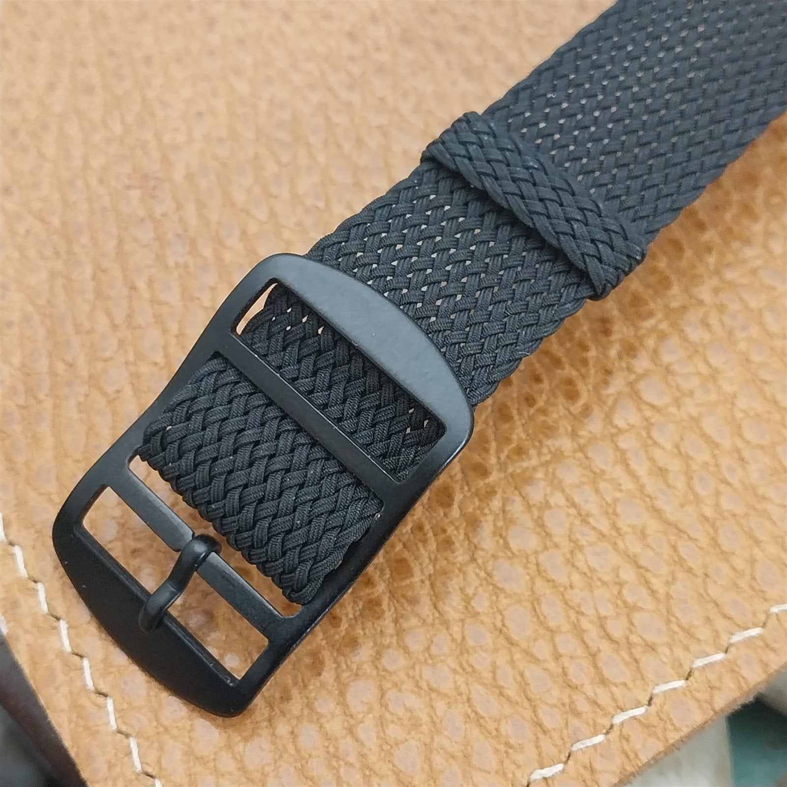 Vintage 18mm Braided Black & Black Perlon Eulit Classic nos 1960s Vintage Watch