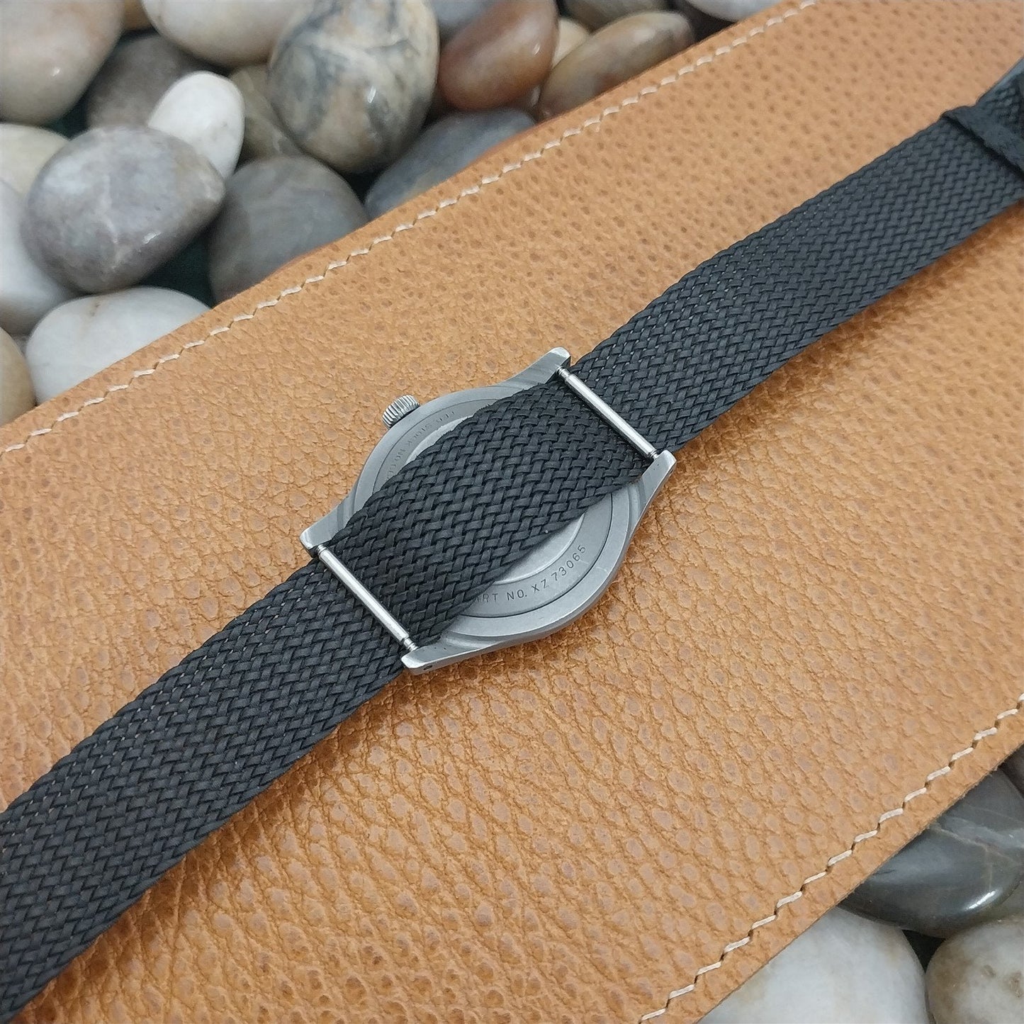 Vintage 18mm Braided Black & Black Perlon Eulit Classic nos 1960s Vintage Watch