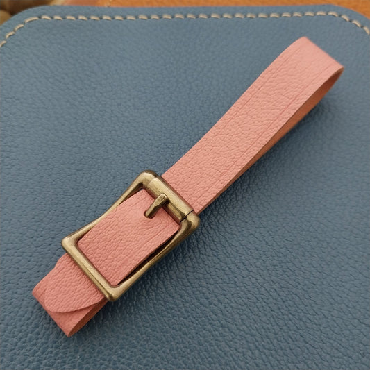 Pink French Goatskin Leather Vintage Pocket Watch Fob Strap&Premium Solid Buckle