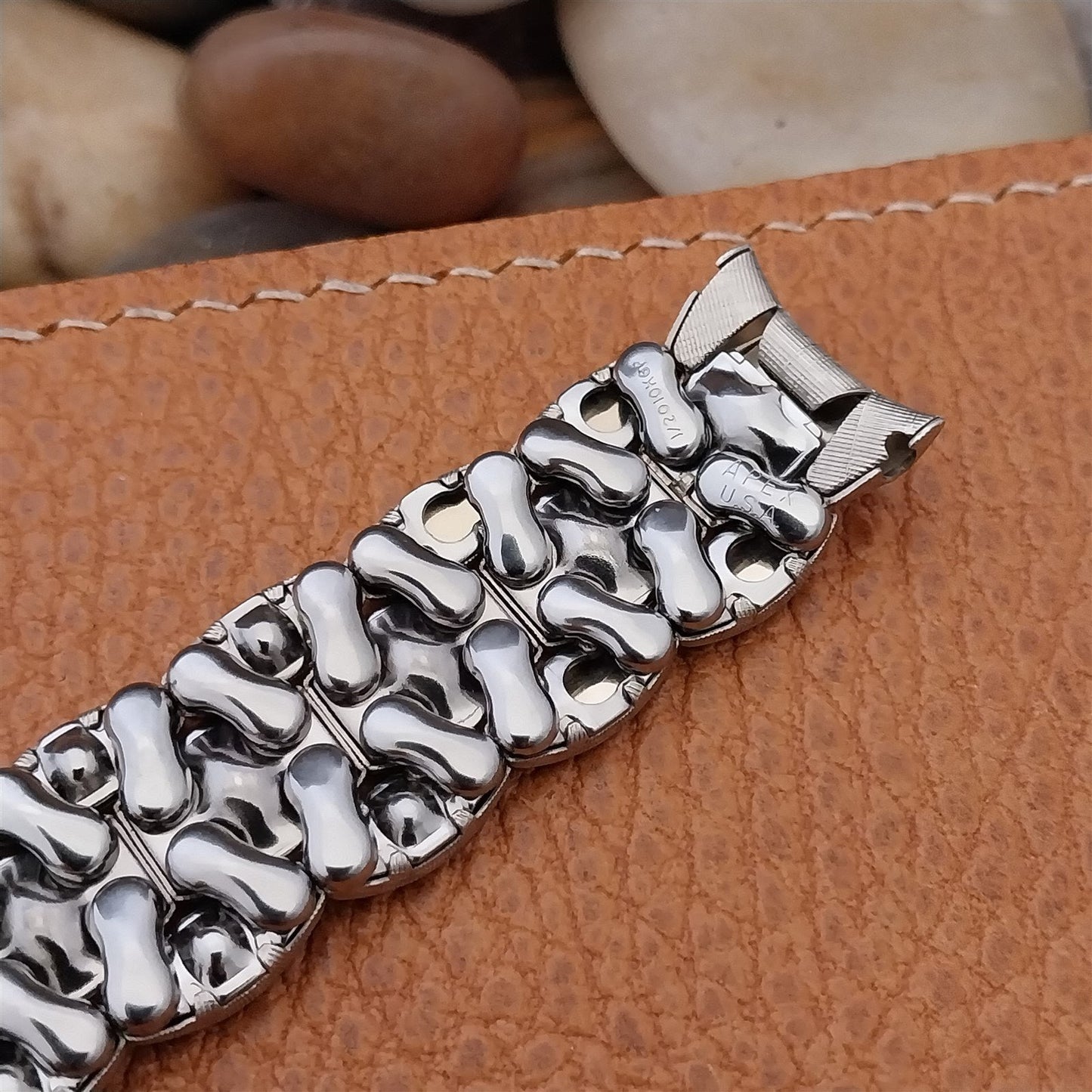 Vintage 5/8" 10k White Gold Filled Apex Quadra-Flex MCM Unused 1950s Watch Band