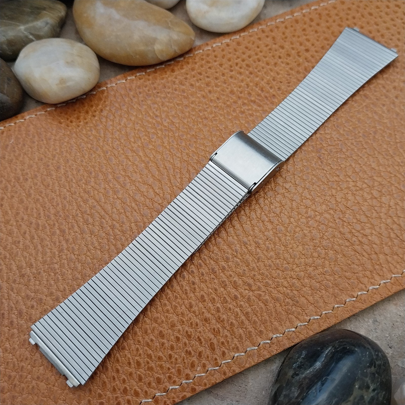 20mm Stainless Steel LED LCD Integrated Lug nos Unused Vintage Watch Band