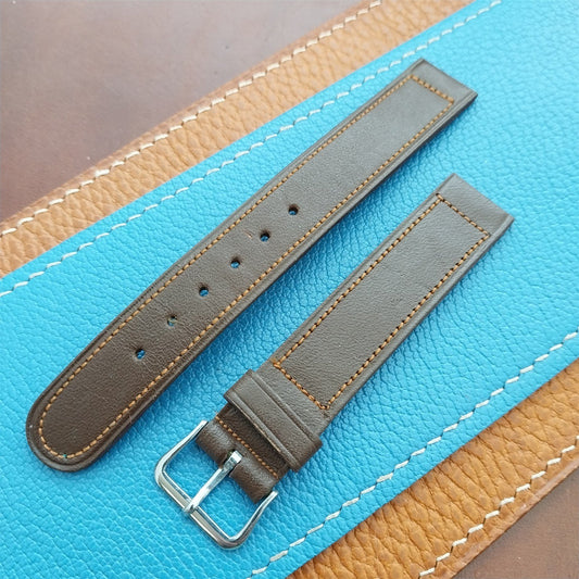 Vintage Elgin Saddle Leather Unused 5/8" Watch Band & Silver-Tone Logo Buckle