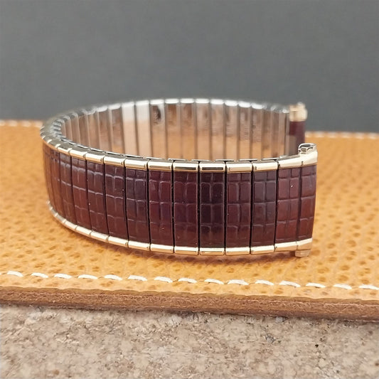 Vintage 19mm 18mm 17mm 1967 Speidel Romunda Rootbeer Brown& Gold-Fill Watch Band